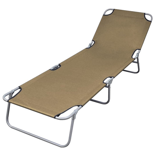 Foldable Sunlounger with Adjustable Backrest Taupe - Sunloungers