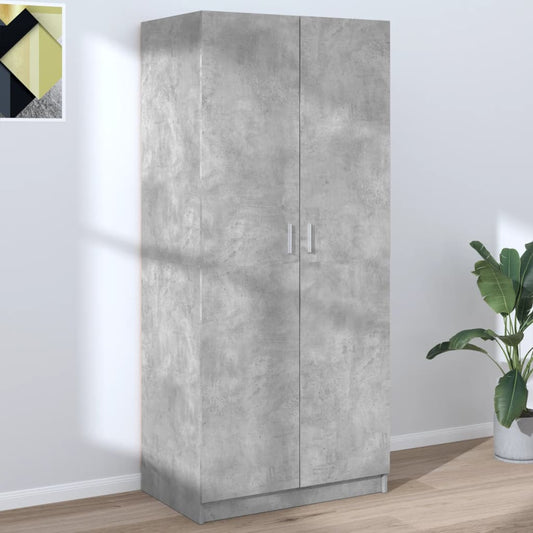 Wardrobe Concrete Grey 80x52x180 cm Engineered Wood - Cupboards & Wardrobes