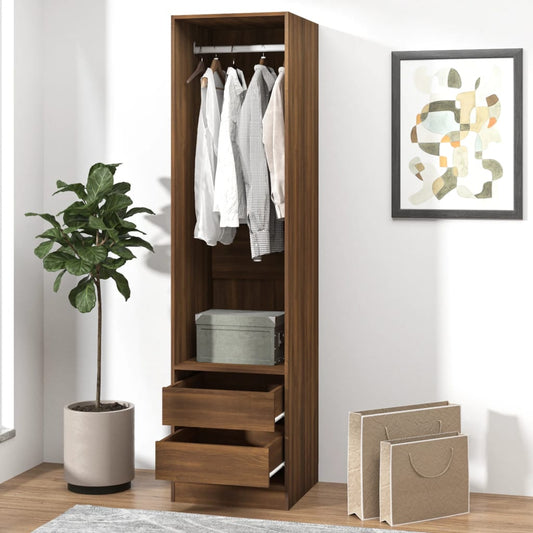 Wardrobe with Drawers Brown Oak 50x50x200 cm Engineered Wood - Cupboards & Wardrobes