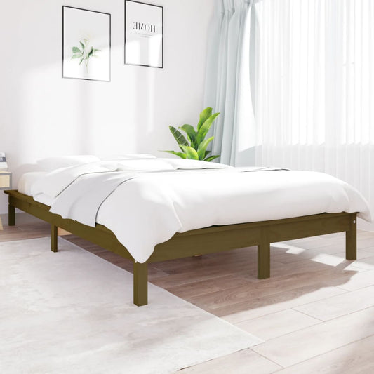 Bed Frame Honey Brown 150x200 cm King Size Solid Wood Pine - Beds & Bed Frames