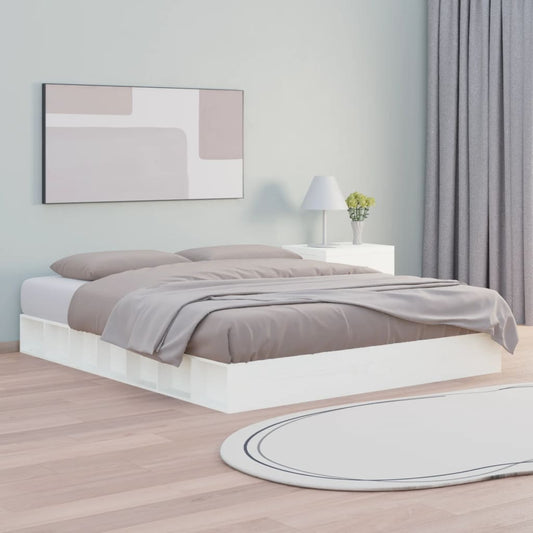 Bed Frame White 150x200 cm King Size Solid Wood - Beds & Bed Frames