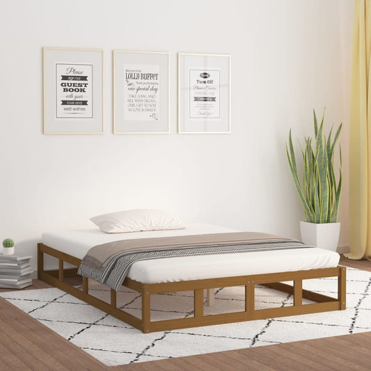 Bed Frame Honey Brown 150x200 cm King Size Solid Wood - Beds & Bed Frames