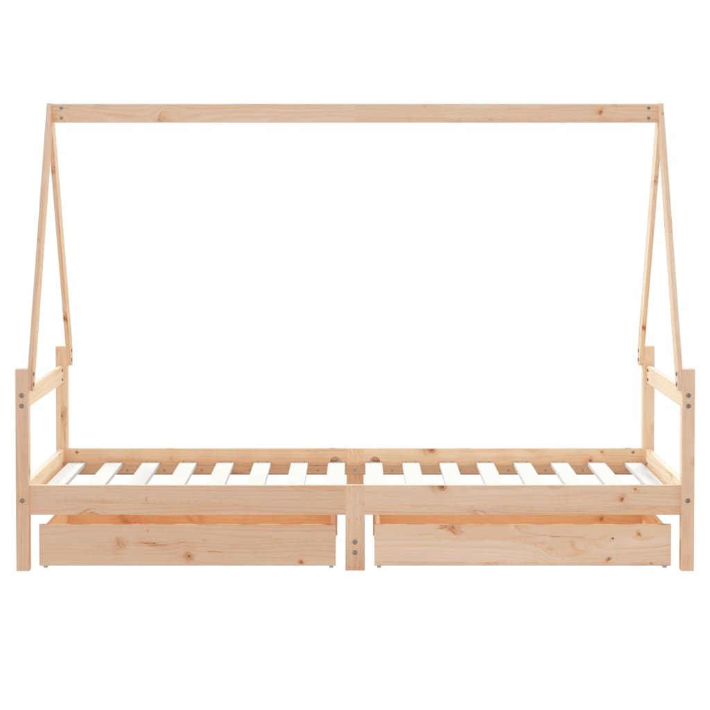 Kids Bed Frame with Drawers 80x200 cm Solid Wood Pine - Cots & Toddler Beds