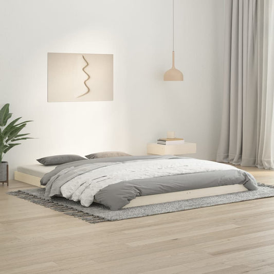 Bed Frame White 150x200 cm King Size Solid Wood Pine - Beds & Bed Frames