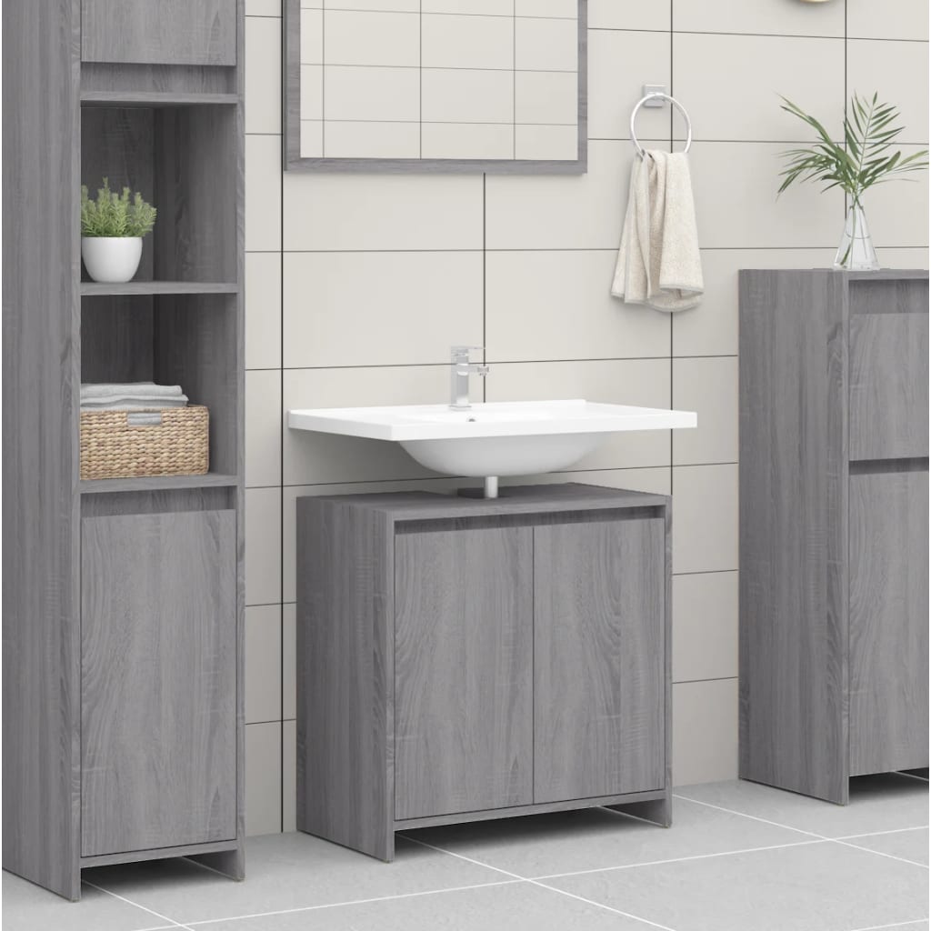 Bathroom Cabinet Grey Sonoma 60x33x61 cm Engineered Wood - Bathroom Furniture Sets