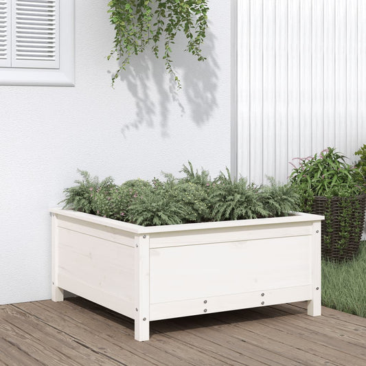 Garden Planter White 82.5x82.5x39 cm Solid Wood Pine - Pots & Planters