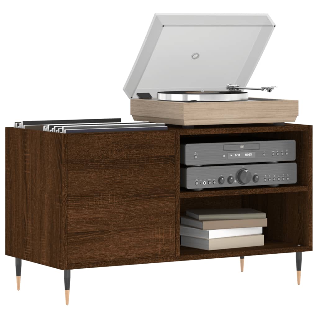 Record Cabinet Brown Oak 85x38x48 cm Engineered Wood - Media Storage Cabinets & Racks