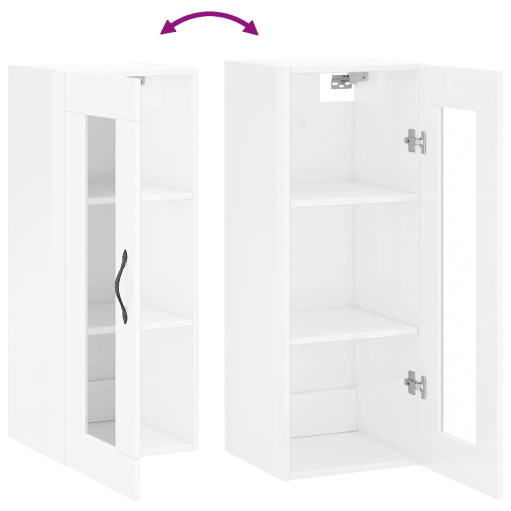 Wall Mounted Cabinet High Gloss White 34.5x34x90 cm - Buffets & Sideboards