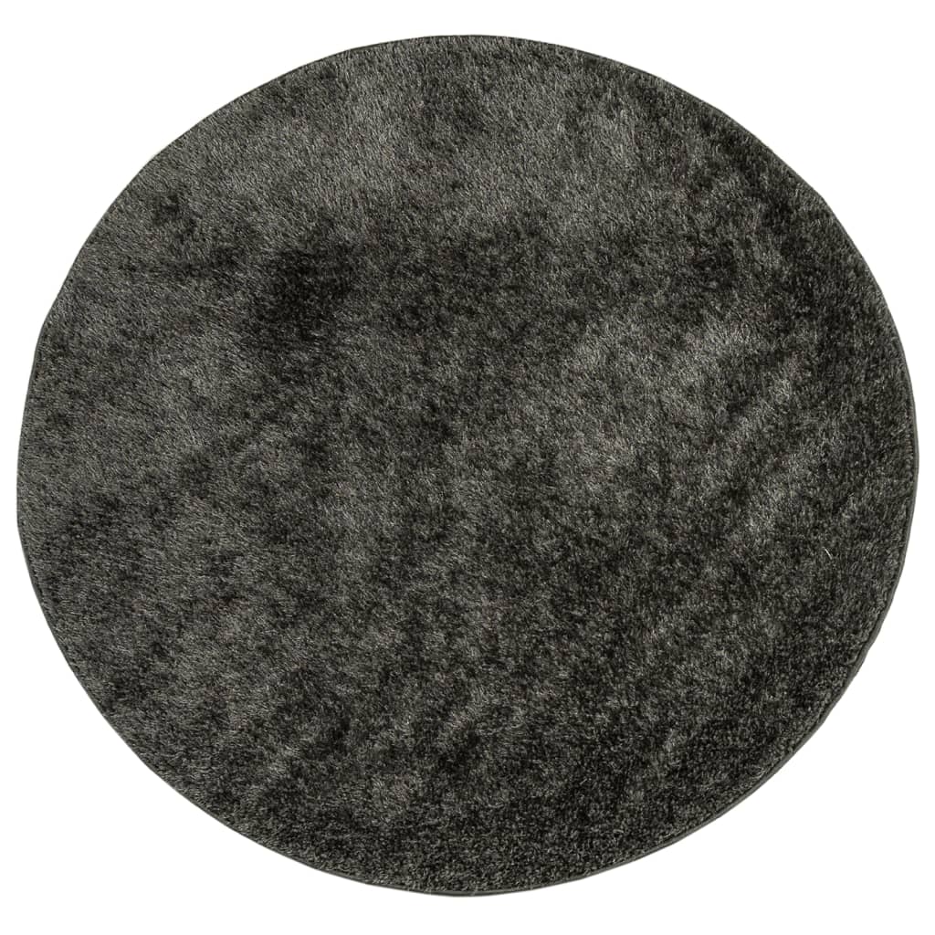 Rug ISTAN High Pile Shiny Look Anthracite Ø 100 cm - Rugs