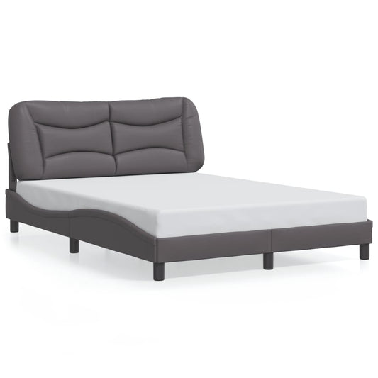 Bed Frame with LED Lights Grey 140x200 cm Faux Leather - Beds & Bed Frames