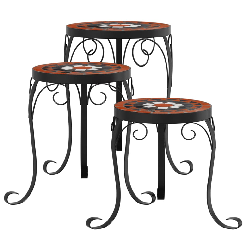 Plant Stands 3 pcs Terracotta and White Ceramic - Plant Stands