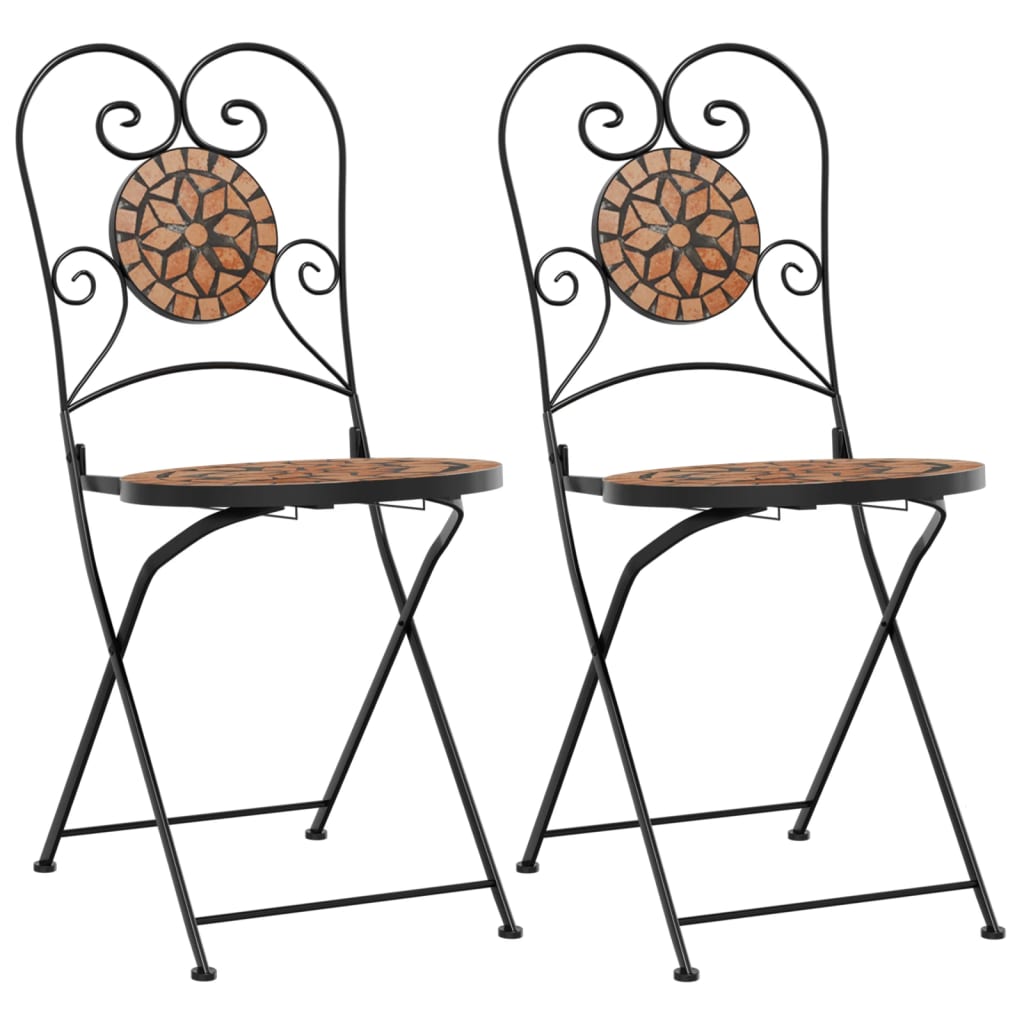 Bistro Chairs Foldable 2 pcs Terracotta Ceramic - Outdoor Chairs