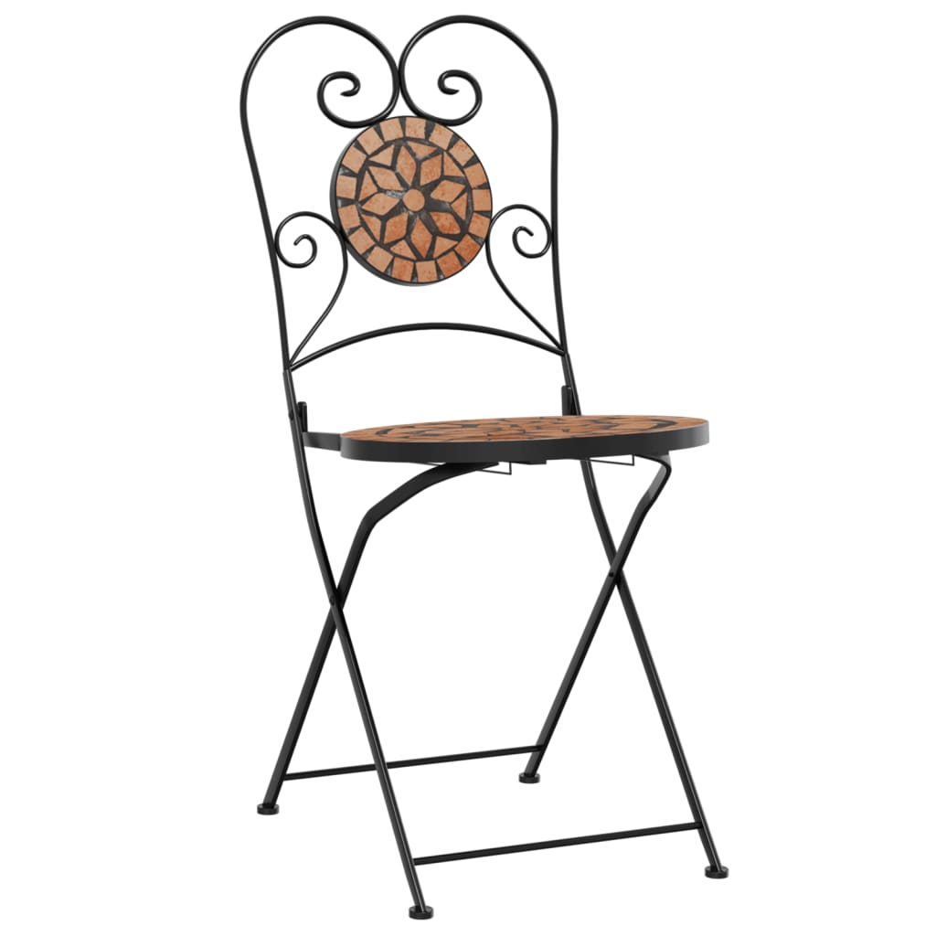 Bistro Chairs Foldable 2 pcs Terracotta Ceramic - Outdoor Chairs