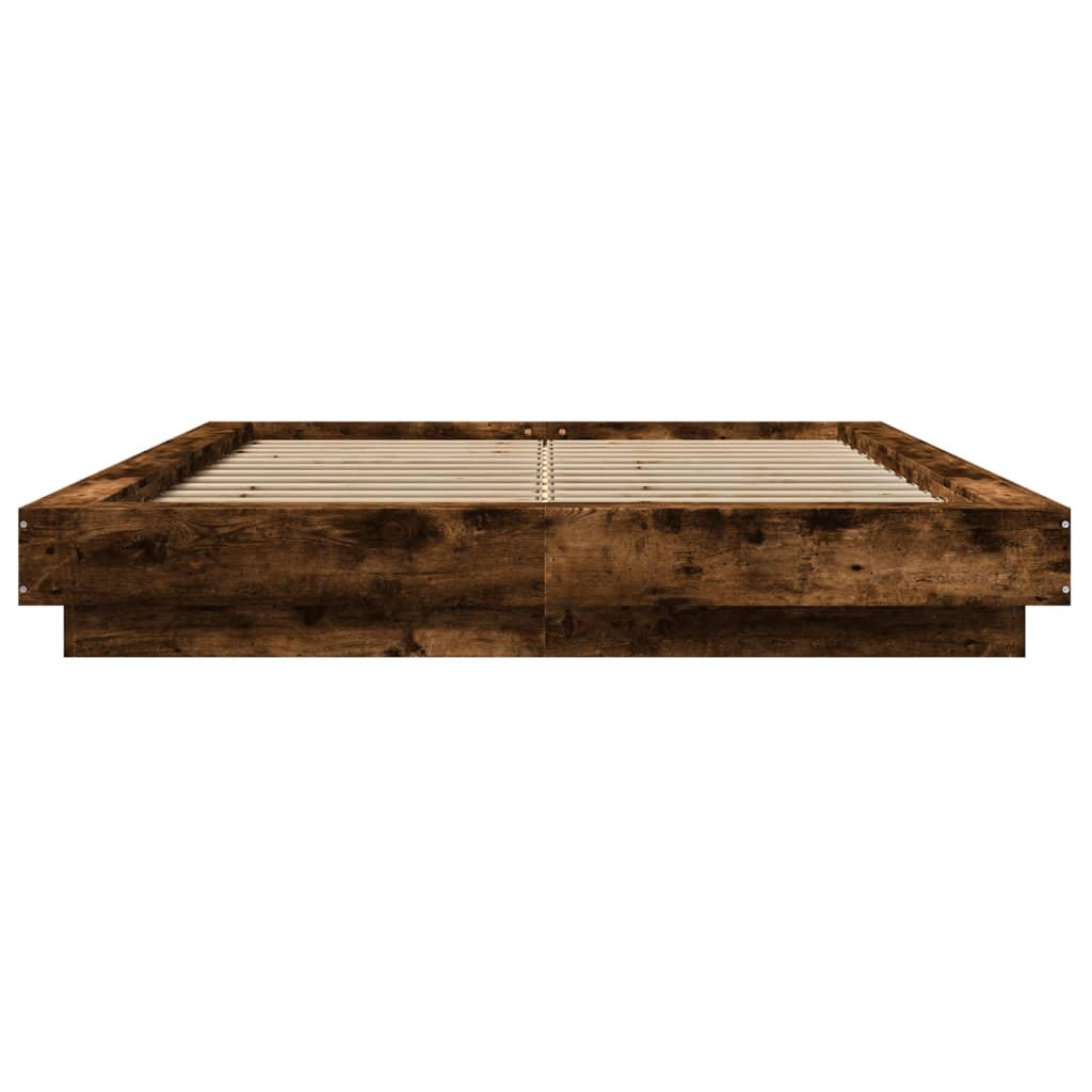 Bed Frame Smoked Oak 140x200 cm Engineered Wood - Beds & Bed Frames