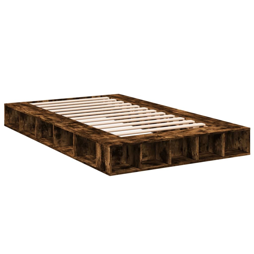 Bed Frame Smoked Oak 120x200 cm Engineered Wood - Beds & Bed Frames